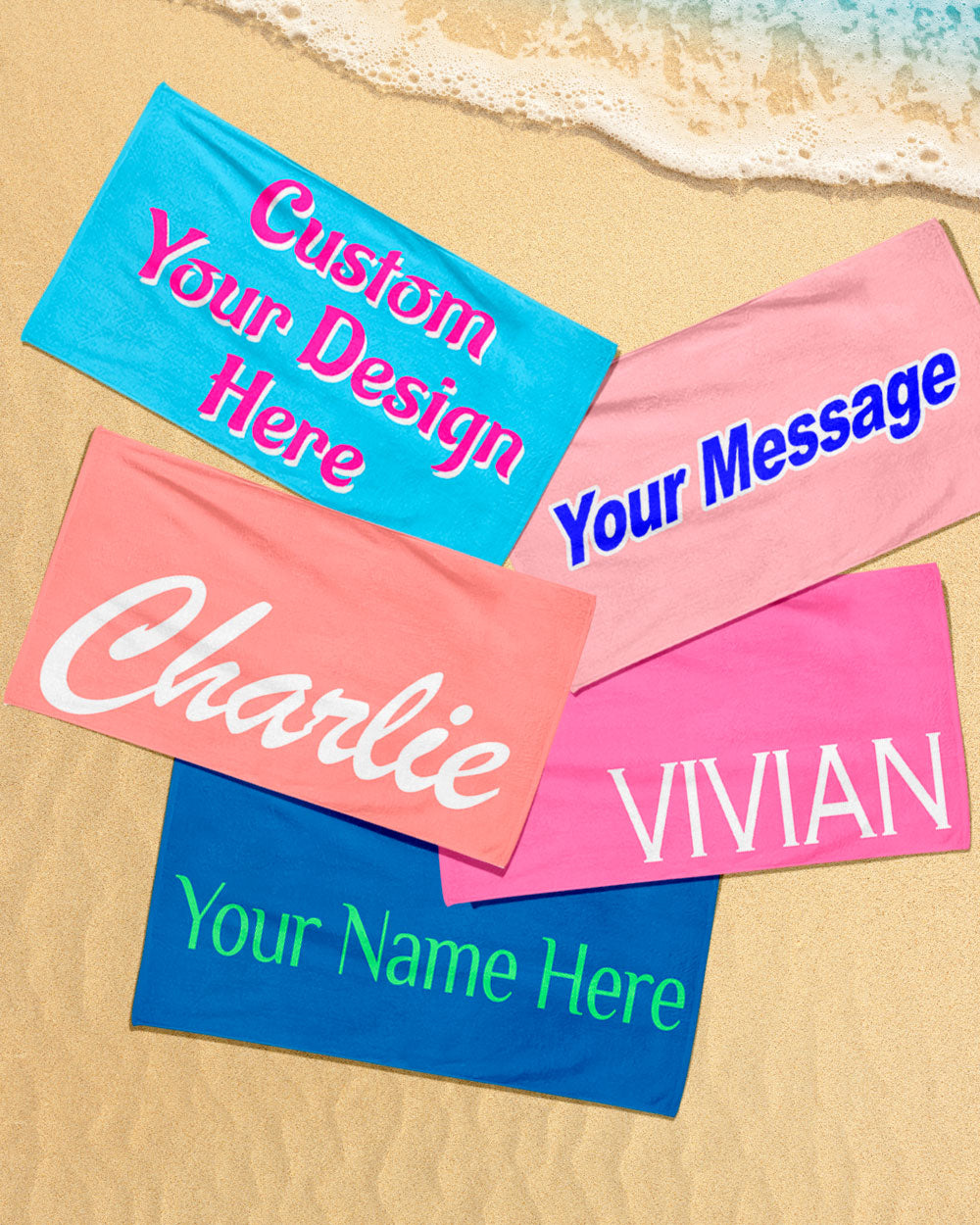 Solid Color Personalized Custom Beach Towel Cotton/Microfiber
