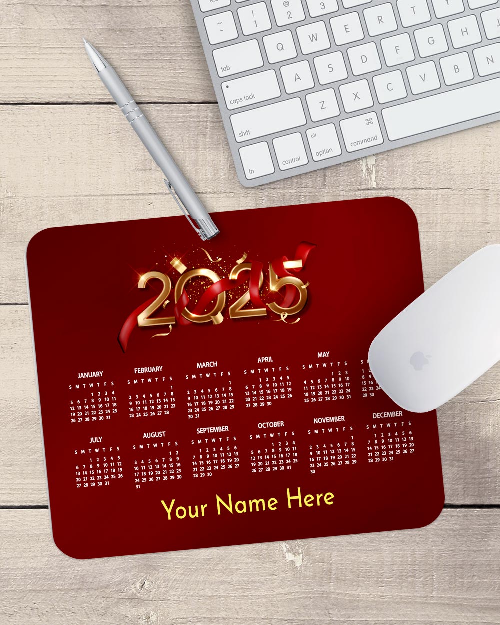 2025 year Mouse Pad with Nonslip Base (SIZE 8"x9")