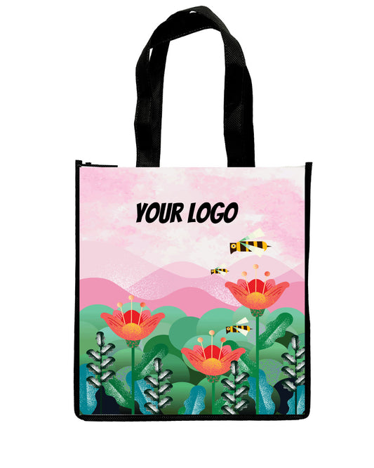Personalized Bulk Pack -Flowers&Bees- Reusable, Great for Grocery, Shopping, Carry on Bag-1Pack(10pcs)