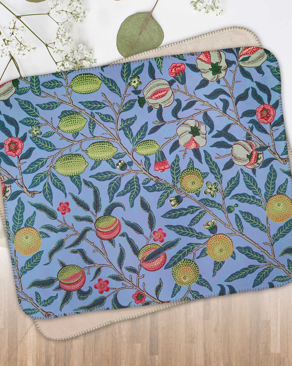 Fruit pomegranate_William Morris Sherpa Blanket