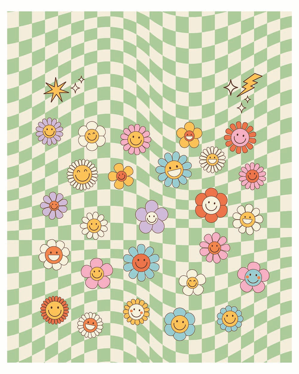 Smile Flowers Sherpa Blanket