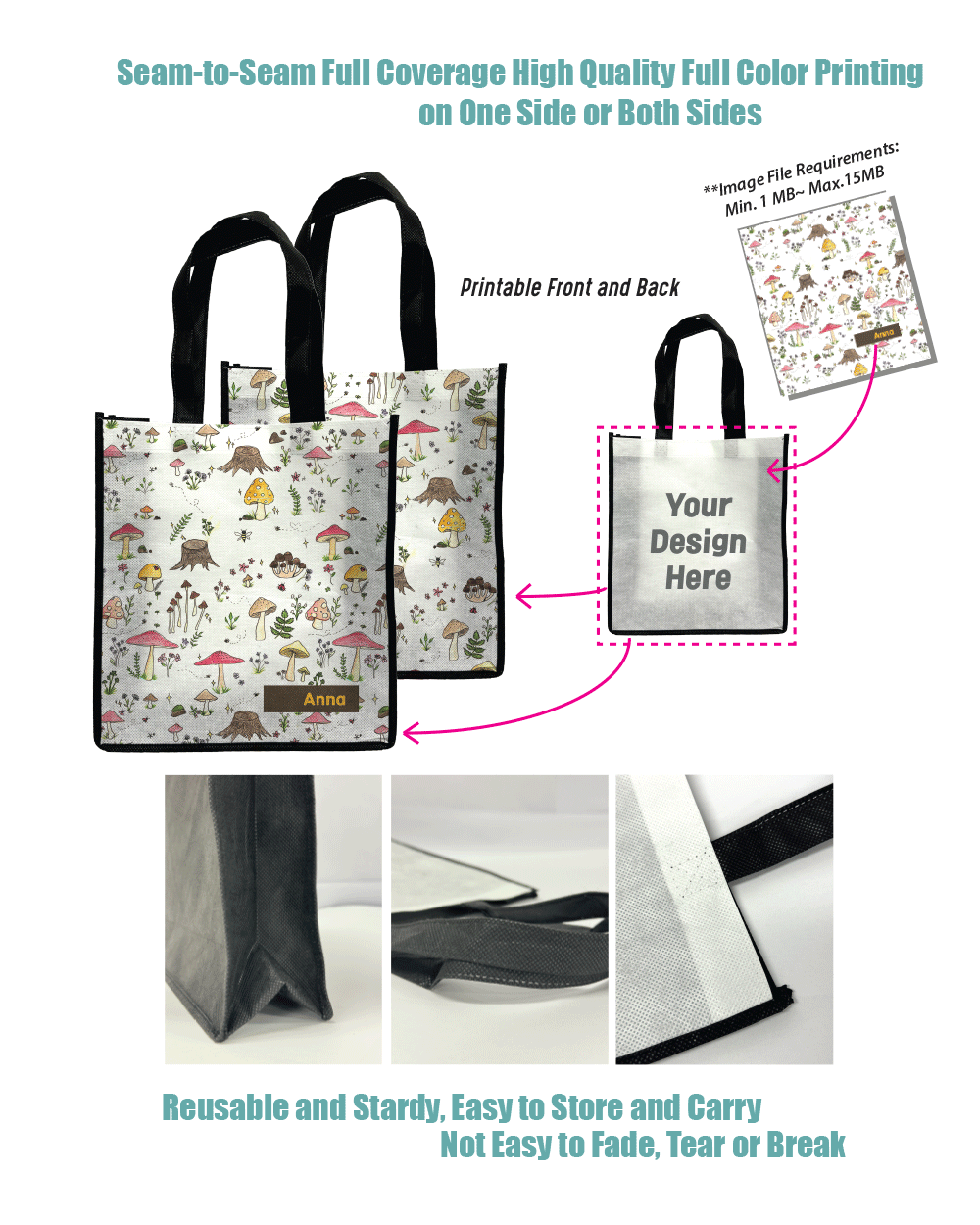 Copy of Personalized Bulk Pack -Golf- Reusable, Great for Grocery, Shopping, Carry on Bag-1Pack(10pcs)