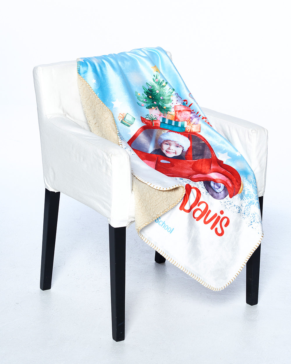 Personalized Custom Throw Blanket - Fleece Sherpa Customized Photo Design Text Logo Name Picture Gift for Women Men Family Friends Kids Baby Dogs Pets