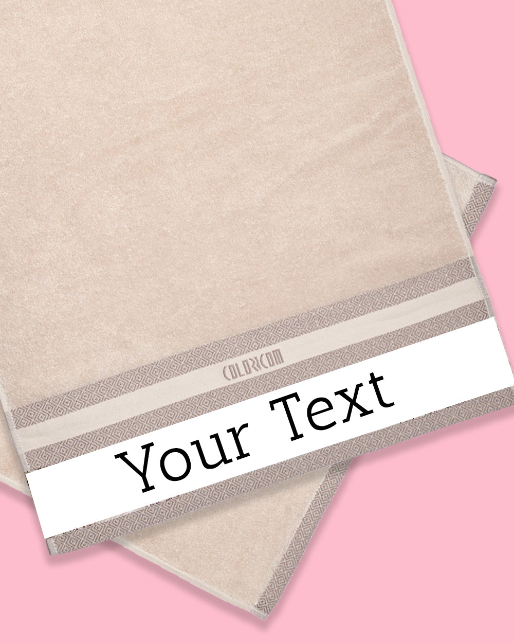 Custom Design Beige Mini Bath Towel (SIZE 20"X 40")