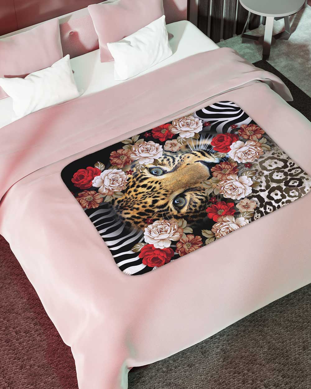 Tiger in flowers Sherpa Blanket