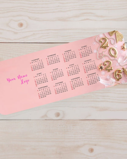 2026 Pink BG Calenda Mouse Pad with Nonslip Base (SIZE 12"X 31")