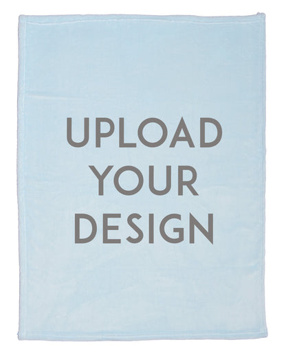 Personalized Custom Light Blue Minky Throw Blanket