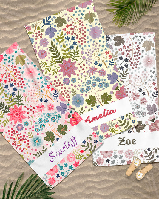 Flowers Custom Beach Towel