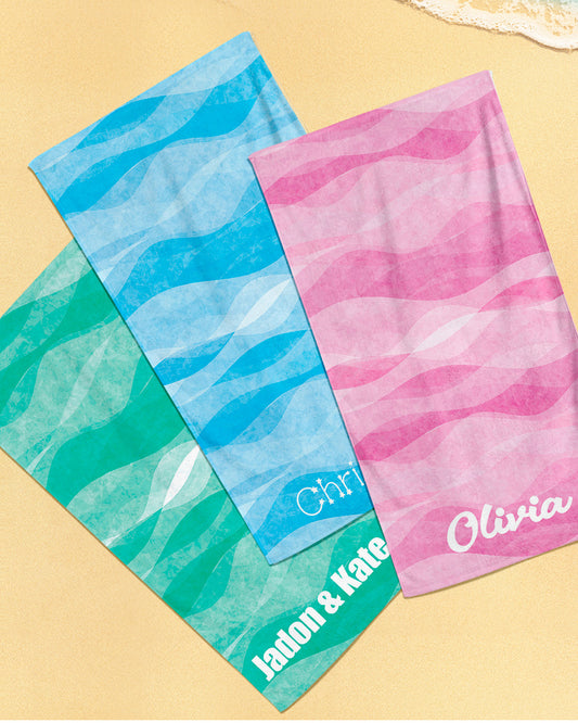 Wave Whisper Custom Beach Towel