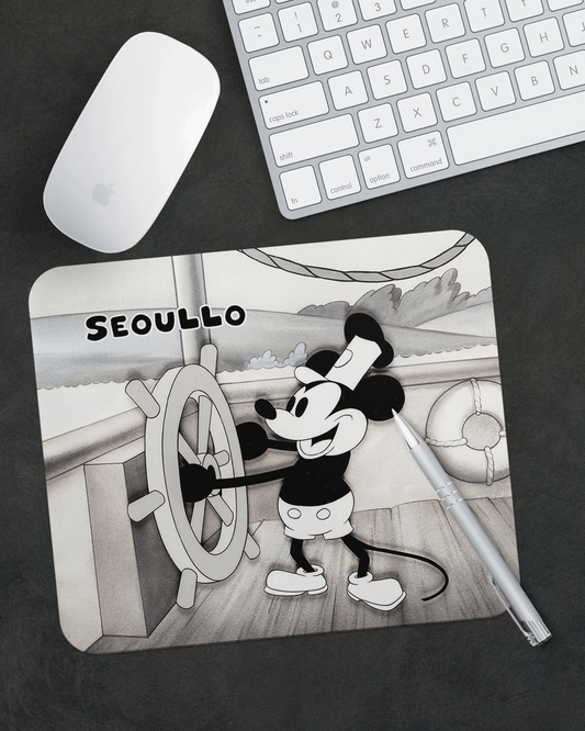 Steamboat Willy Mouse Pad with Nonslip Base (SIZE 8"x9")