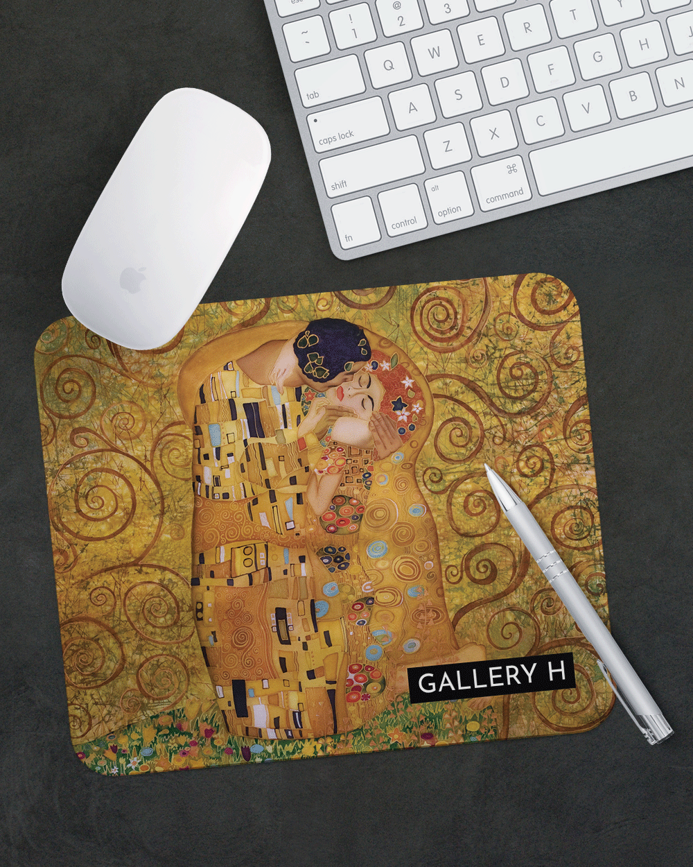 KLIMT’S KISS Mouse Pad with Nonslip Base (SIZE 8"x9")