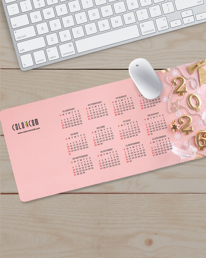 2026 Pink BG Calenda Mouse Pad with Nonslip Base (SIZE 12"X 31")