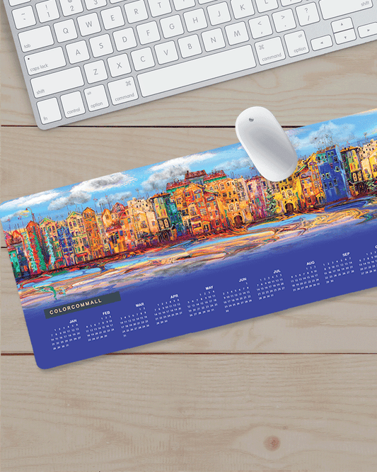 Panorama Town Mouse Pad with Nonslip Base (SIZE 12"X 31")