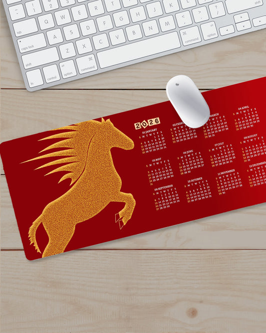 2026 Horse Calenda Mouse Pad with Nonslip Base (SIZE 12"X 31")