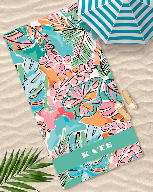 Tropical vibes Custom Beach Towel