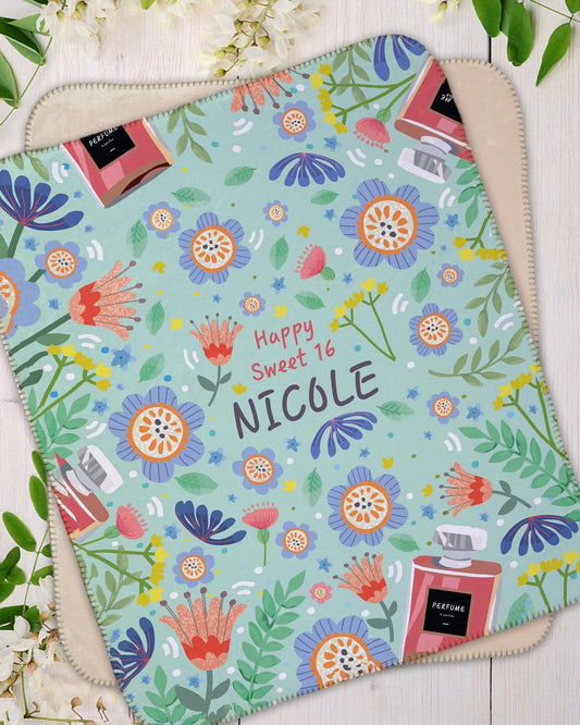 Flower Perfume Sherpa Blanket