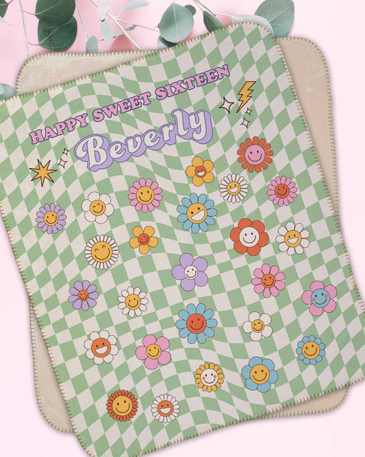 Smile Flowers Sherpa Blanket