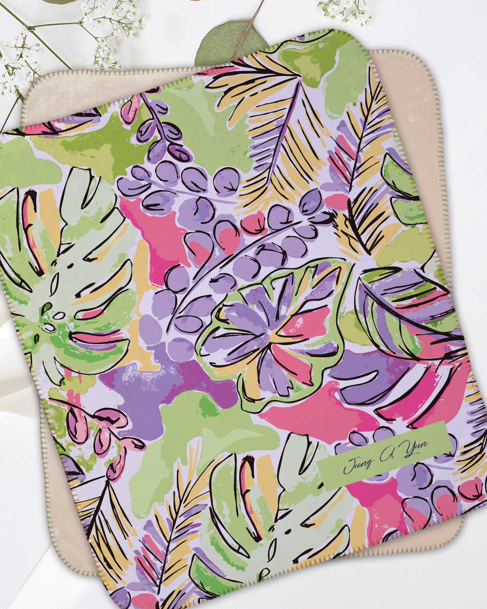 Tropical  pattern Sherpa Blanket