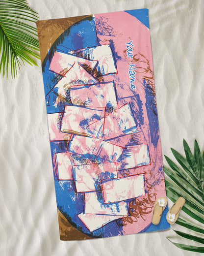 Vilhelm Lundstrøm_Blue and pink ellipser Beach Towel
