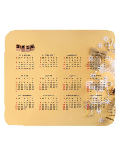 2026 calenda  Yellow Mouse Pad with Nonslip Base (SIZE 8"x9")