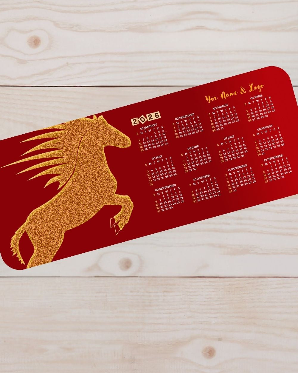 2026 Horse Calenda Mouse Pad with Nonslip Base (SIZE 12"X 31")