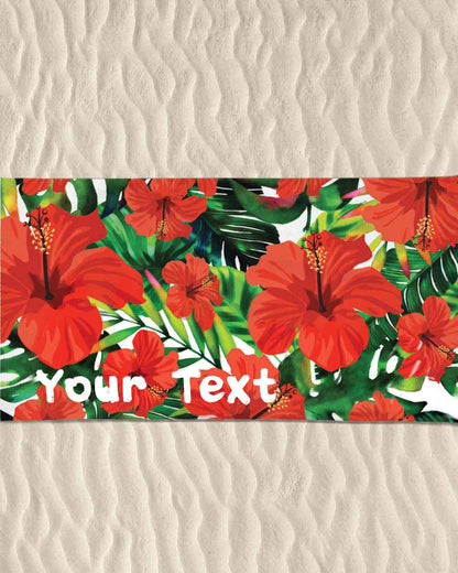 Palm Leaves and Flowers Beach Towel