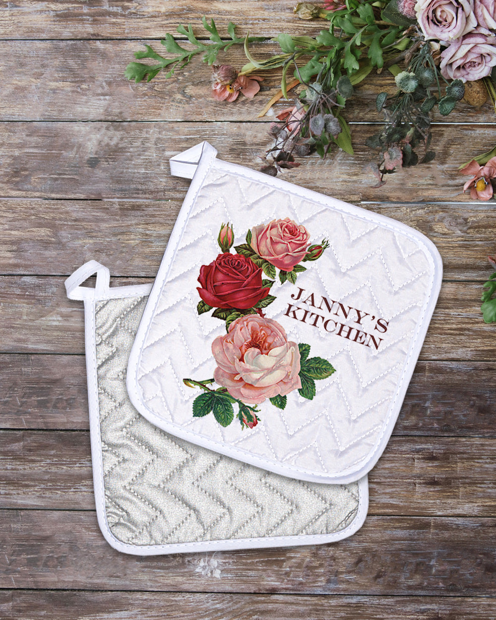 Roses Pot Holder  (SIZE 8"X 8")