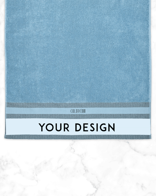 Custom Design Blue Bath Towel (SIZE 27"X 53")