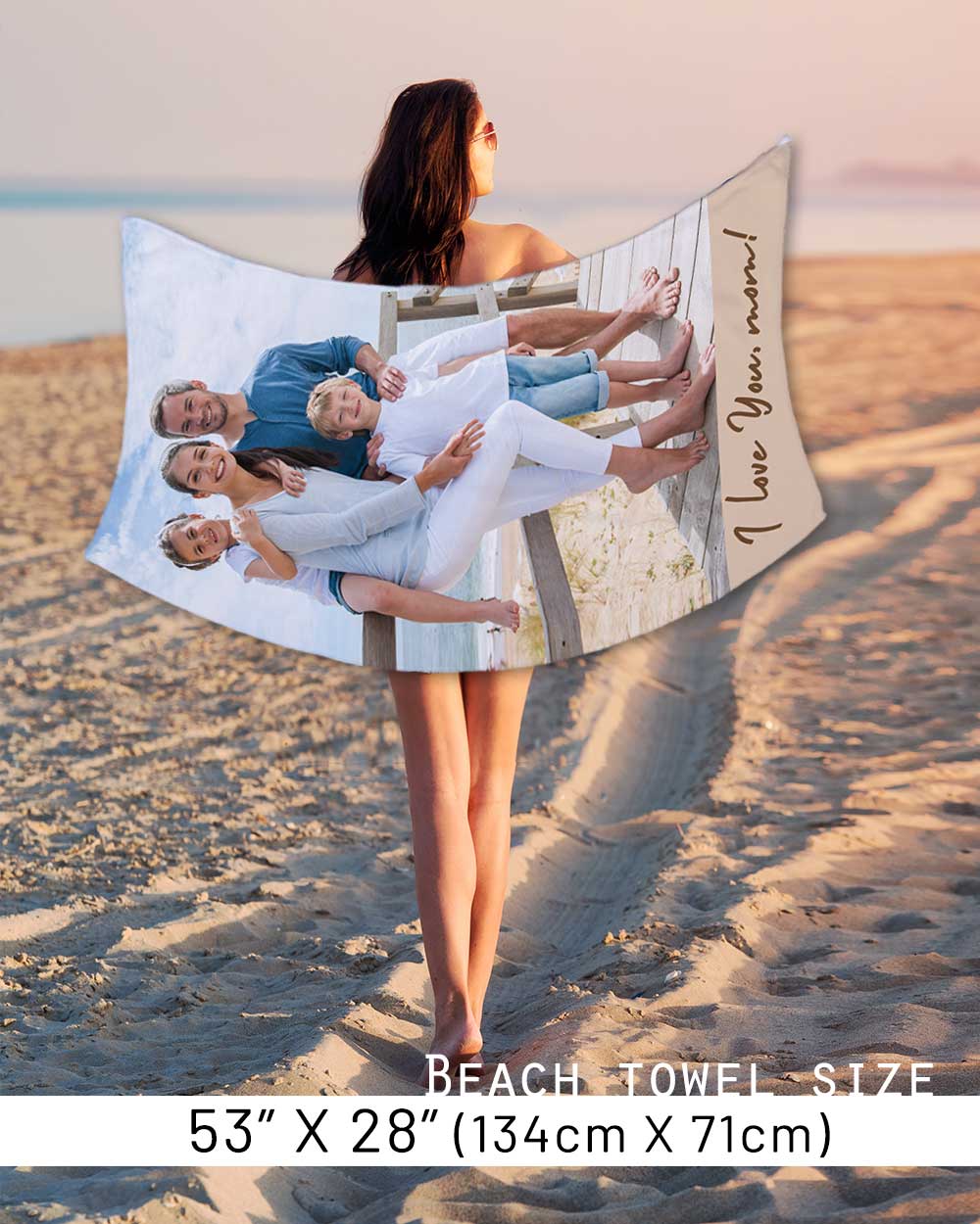 Personalized Picture Towel, Custom Towel with 1Photo Collages, Beach Towels Printed with Text/Image/Photo