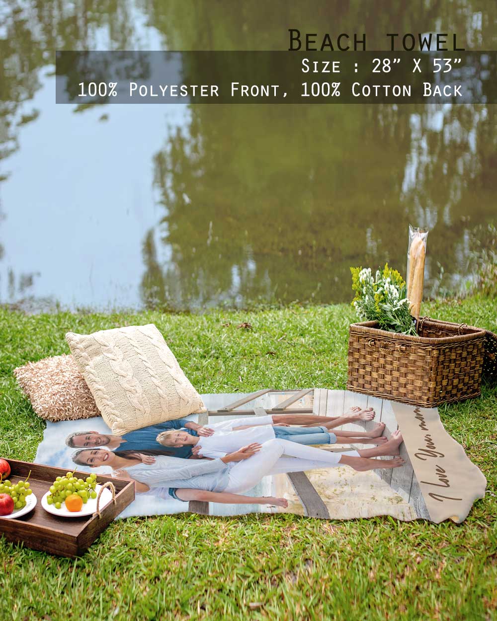 Personalized Picture Towel, Custom Towel with 1Photo Collages, Beach Towels Printed with Text/Image/Photo