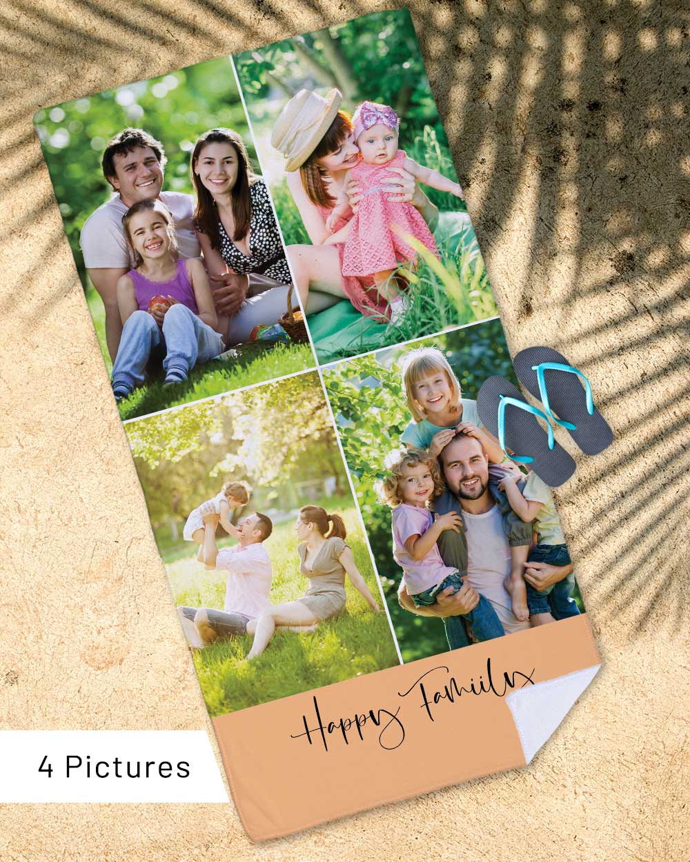 Personalized Picture Towel, Custom Towel with 4Photo Collages, Beach Towels Printed with Text/Image/Photo