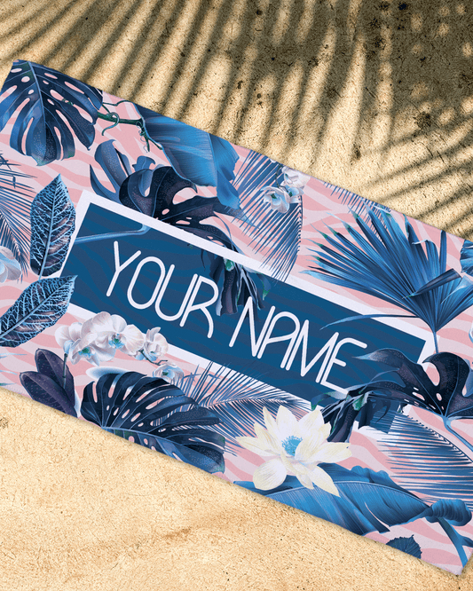 Pink Blue Tropical Beach Towel