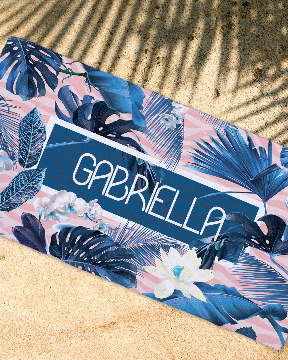 Pink Blue Tropical Beach Towel