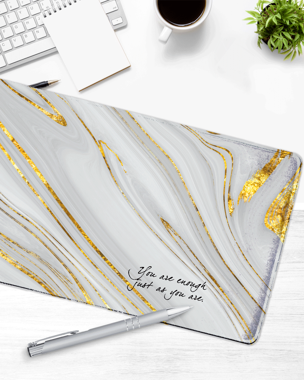 Gray&Gold Pattern Mouse Pad with Nonslip Base (SIZE 12"X 31")