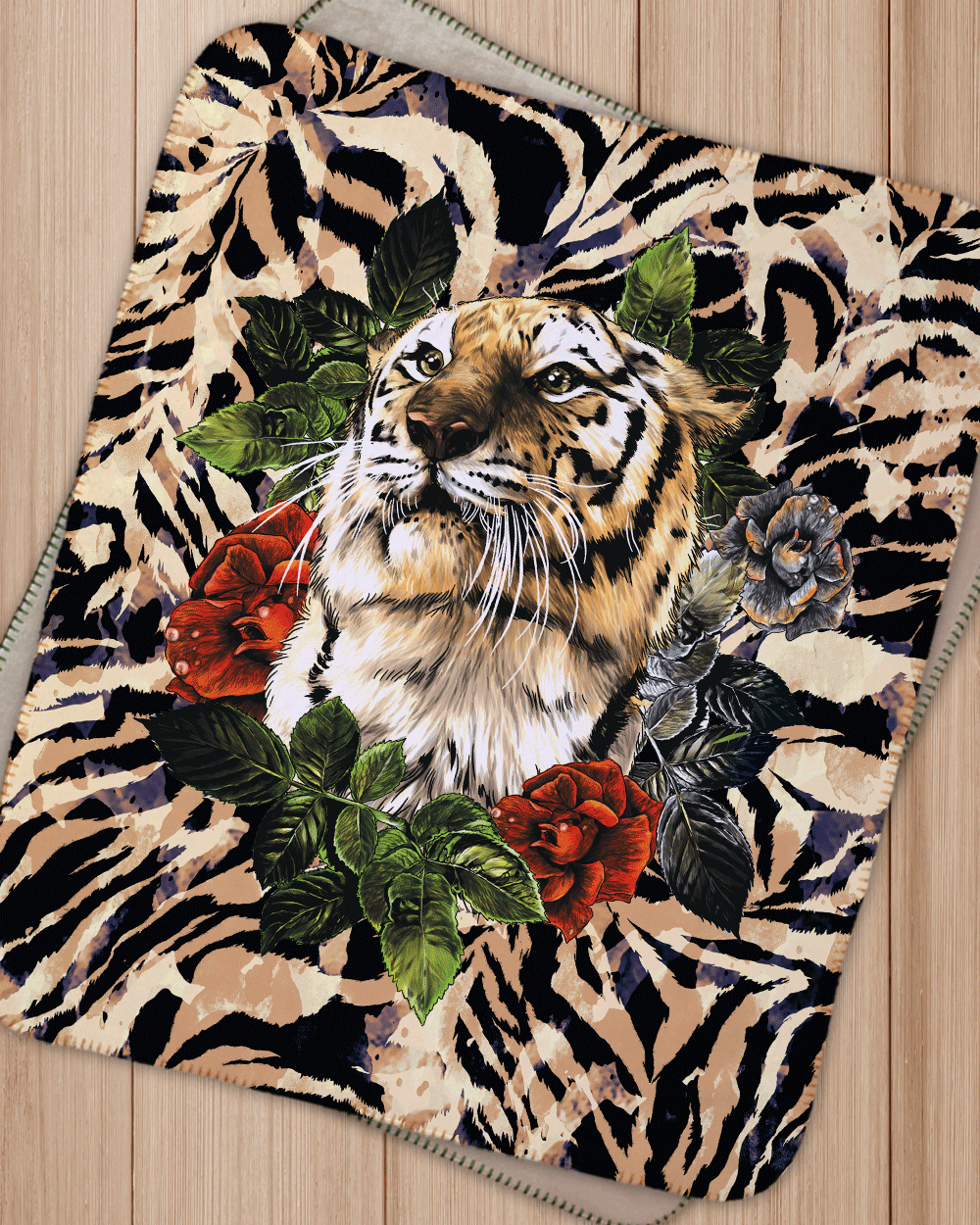 Wreathed Tiger Sherpa Blanket