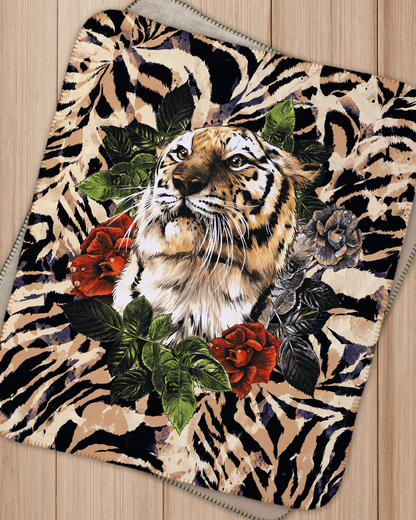 Wreathed Tiger Sherpa Blanket