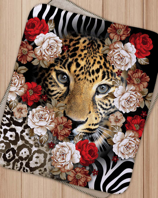 Tiger in flowers Sherpa Blanket