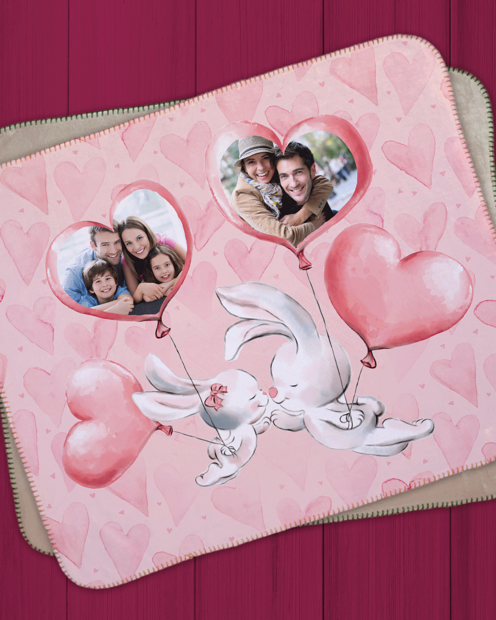 Pink Rabbits Sherpa Blanket