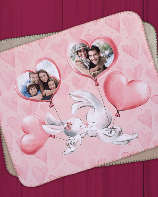 Pink Rabbits Sherpa Blanket