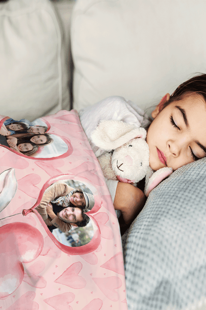 Pink Rabbits Sherpa Blanket